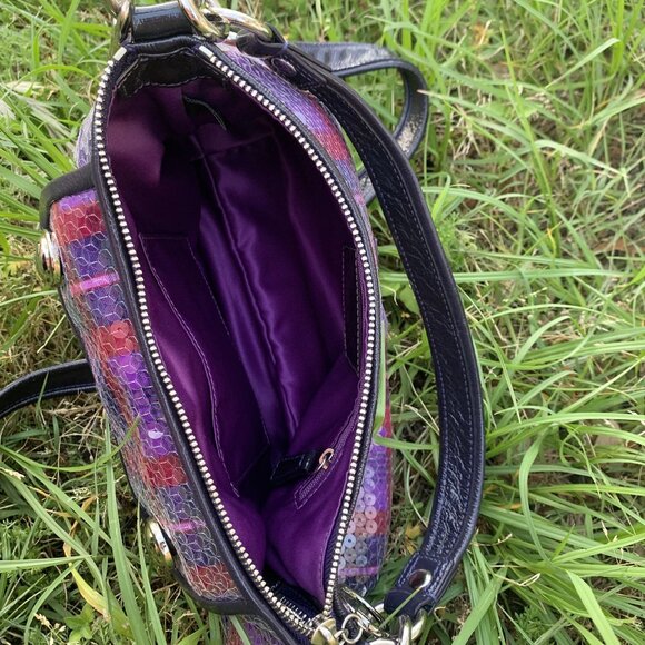 COACH POPPY SEQUIN TARTAN GROOVY BAG MULTI COLOR - Picture 9 of 16